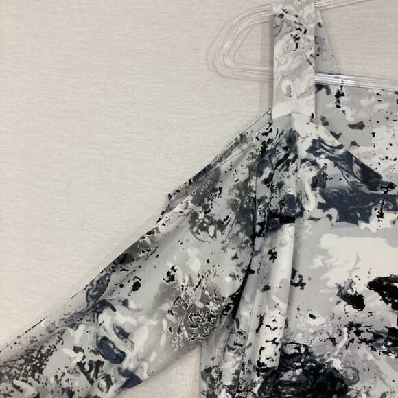 Sympli size 16 Black White Artsy Cold Shoulder Stretch Knit Tunic Comfy - Picture 5 of 10